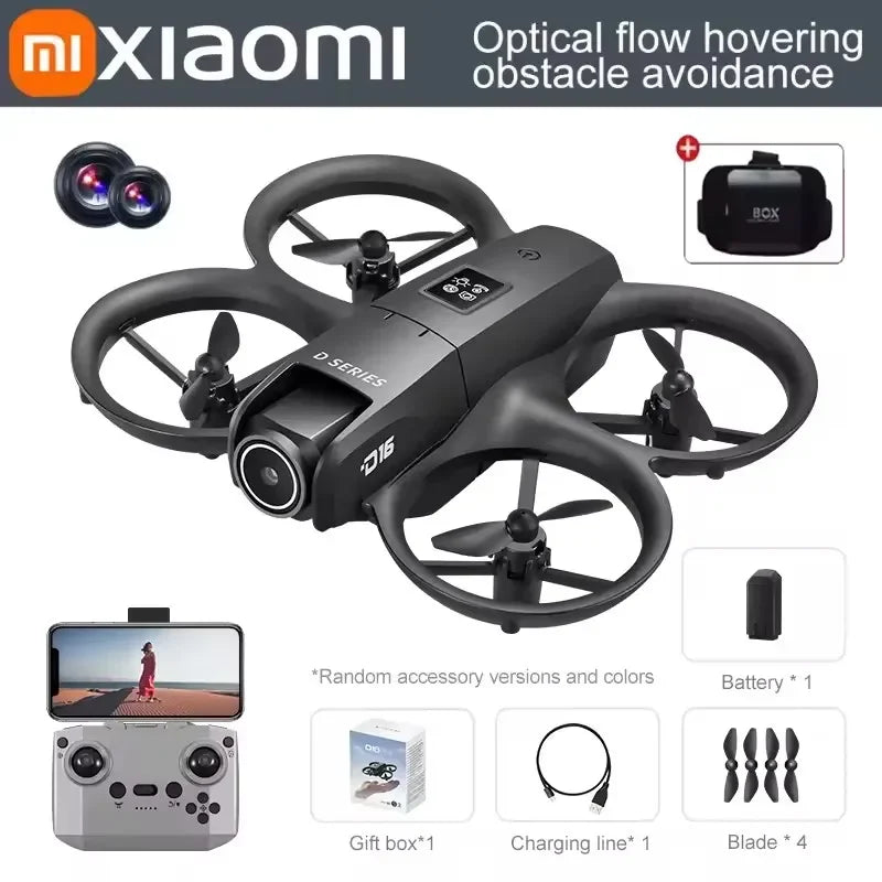Drone Xiaomi D16 Mini 8K com Dupla Câmera, GPS e Desvio de Obstáculos – Profissional, Compacto e Estável