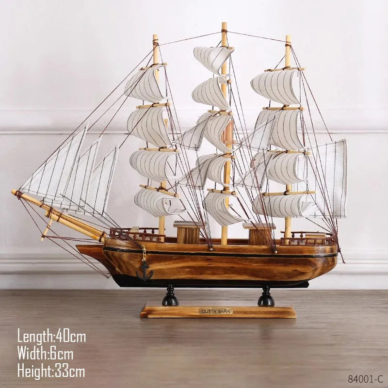 Barco Pirata Decorativo em Madeira Artesanal – Navio Náutico para Decoração de Casa e Escritório