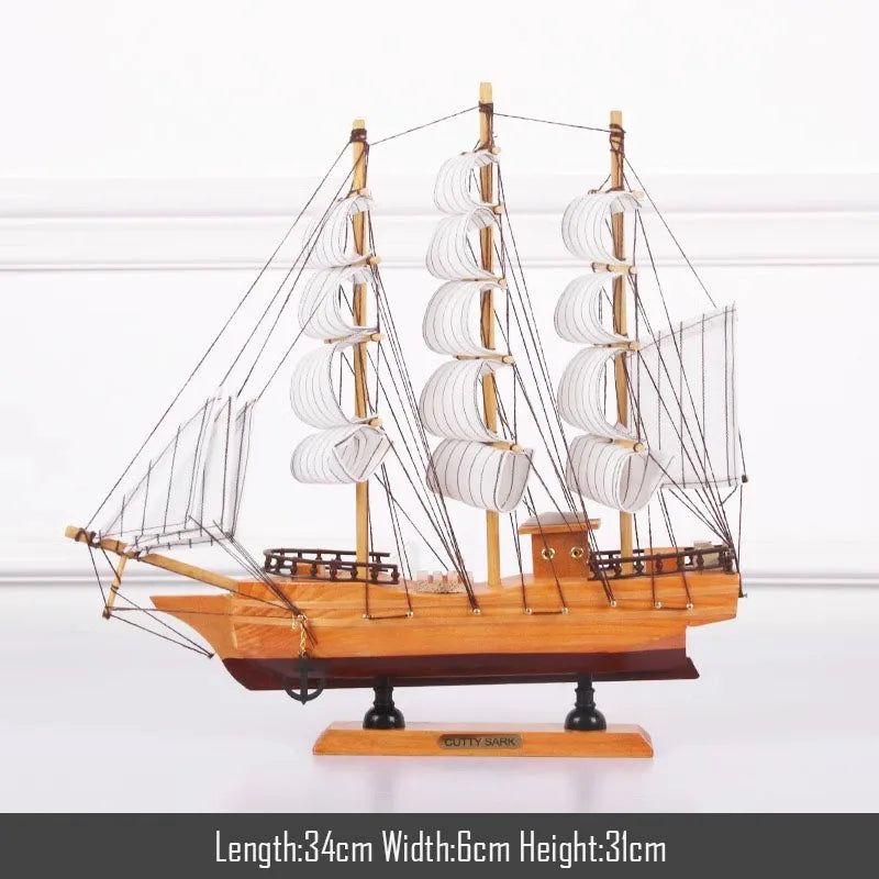 Barco Pirata Decorativo em Madeira Artesanal – Navio Náutico para Decoração de Casa e Escritório