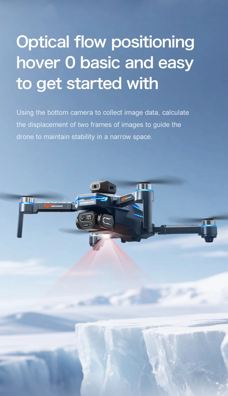 Drone GT8 8K Profissional com Dupla Câmera HD, Controle com Tela, Wi‑Fi 5G, Motor Brushless e Desvio de Obstáculos