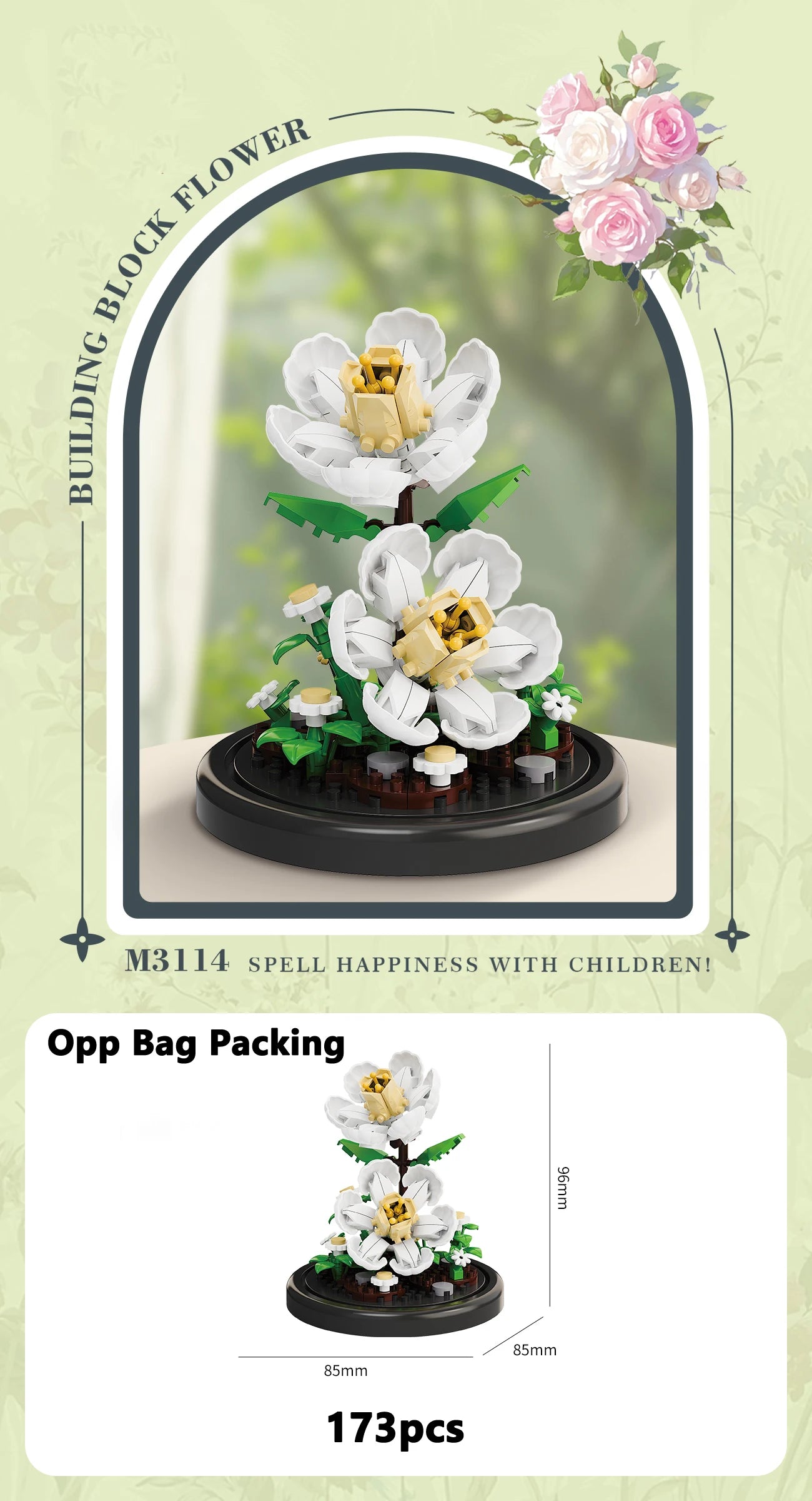 Buquê de Flores Eternas em Mini Blocos – Bonsai Decorativo em Blocos de Montar para Decoração e Presente