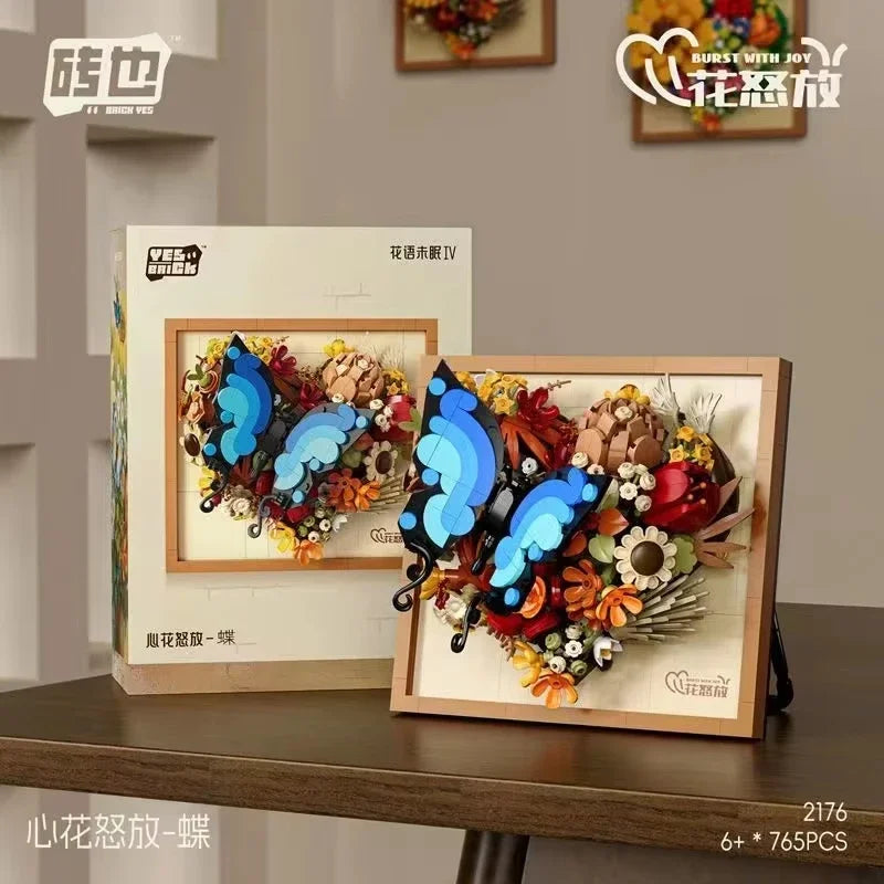 Bloques de Construcción Marco 3D con Flores – Mini Bloques Decorativos DIY para Año Nuevo y Regalos