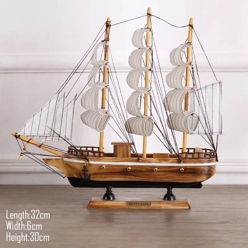 Barco Pirata Decorativo em Madeira Artesanal – Navio Náutico para Decoração de Casa e Escritório