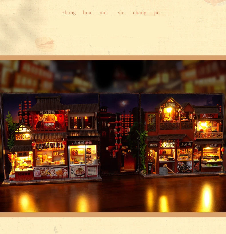 DIY Book Nook Casa de Muñecas Miniatura de Madera para Estantería – Kit Decorativo de Montaje