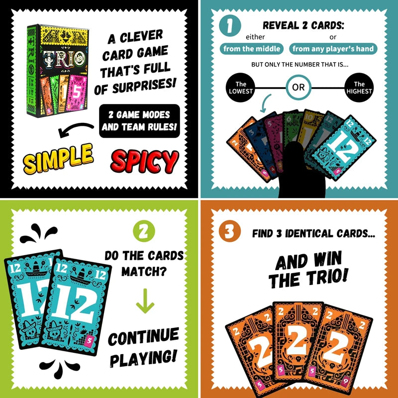 Trio – Jogo de Cartas Estratégico para Família e Amigos | 3 a 6 Jogadores | Jogo de Festa e Noite de Jogos
