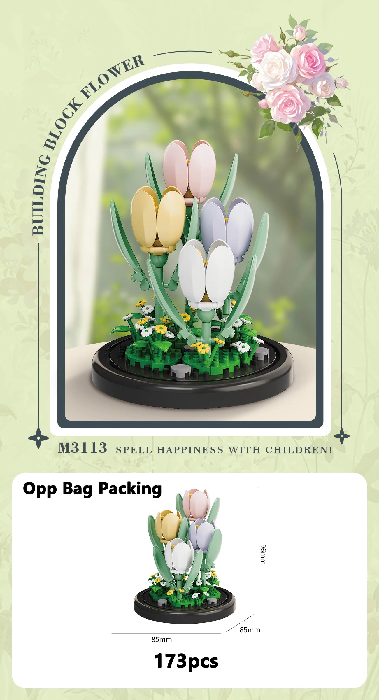 Buquê de Flores Eternas em Mini Blocos – Bonsai Decorativo em Blocos de Montar para Decoração e Presente