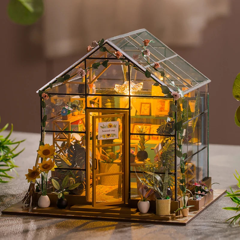 Casa de Muñecas Mini DIY Flower House 3D de Madera – Kit Artesanal de Montaje con Muebles Decorativos