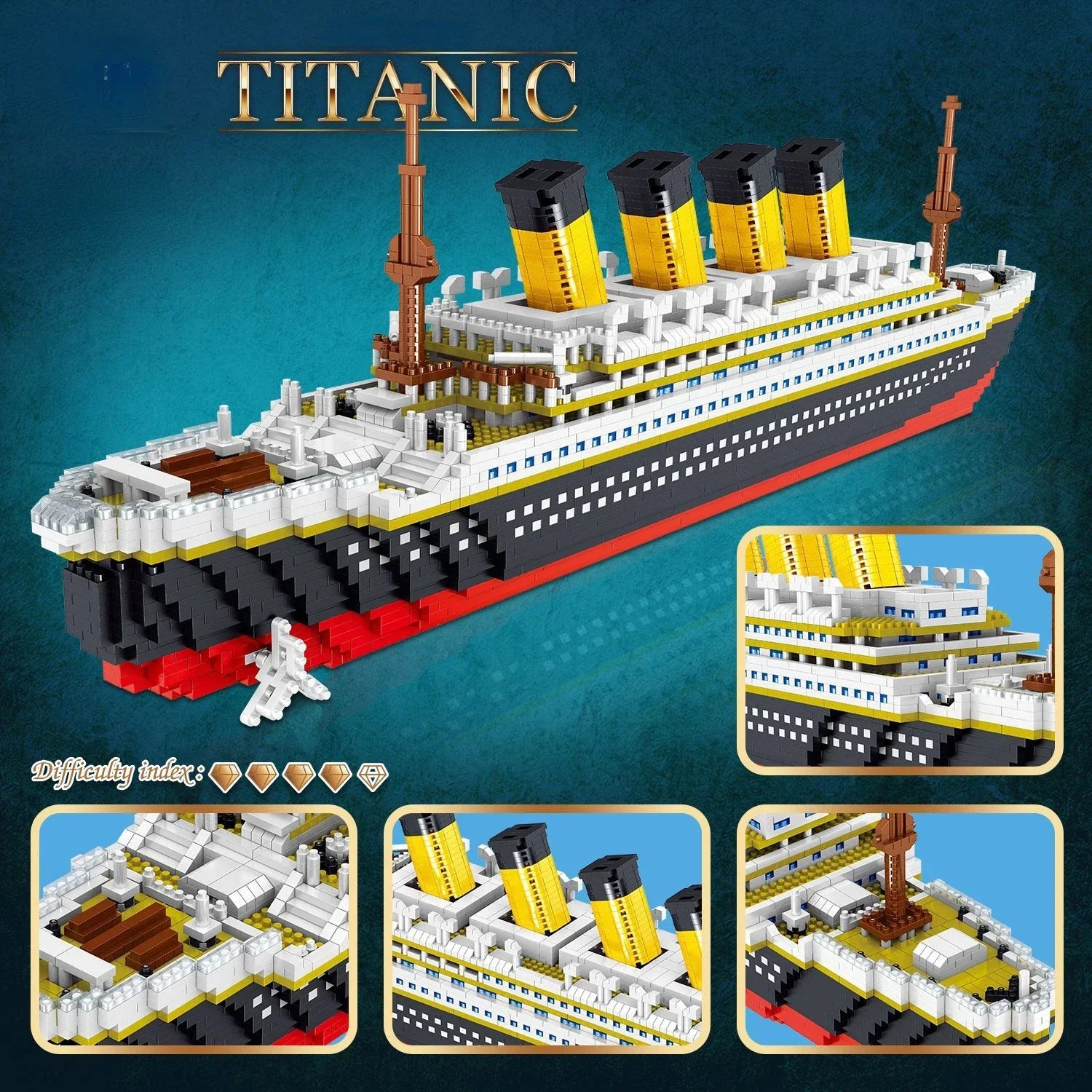 Navio Titanic em Blocos de Montar 4000+ Peças – Modelo de Cruzeiro MOC Compatível com LEGO para Adultos e Jovens