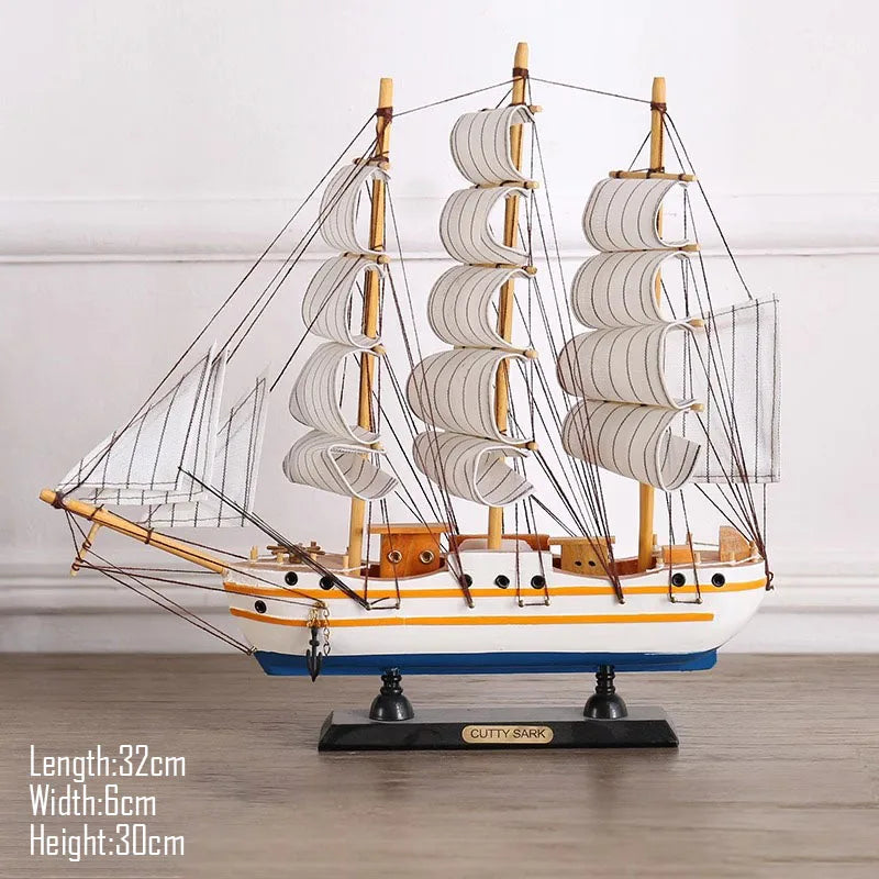 Barco Pirata Decorativo em Madeira Artesanal – Navio Náutico para Decoração de Casa e Escritório