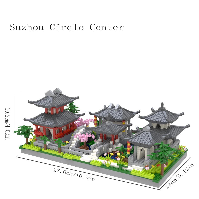 Blocos de Montagem Micro Suzhou Garden – Puzzle de Construção Estilo Étnico em Mini Blocos