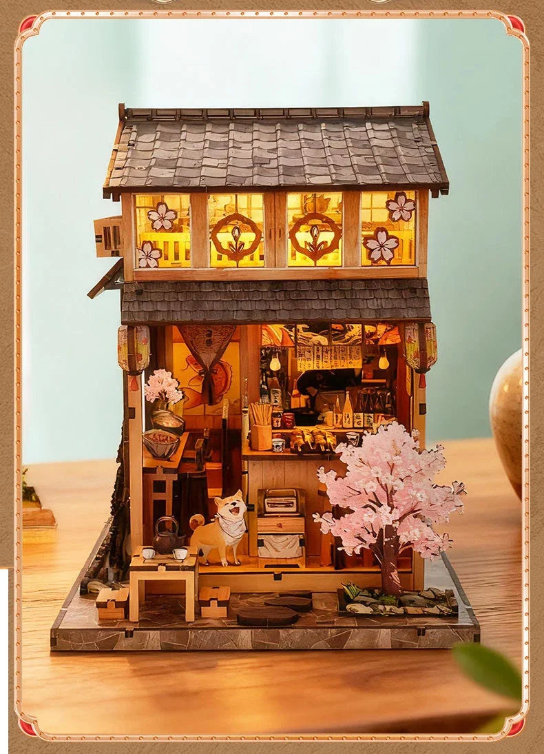 Pabellón de Té Sakura de Madera DIY – Miniatura Artesanal Decorativa para Coleccionistas y Regalos Creativos
