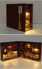 DIY Book Nook Casa de Muñecas Miniatura de Madera para Estantería – Kit Decorativo de Montaje