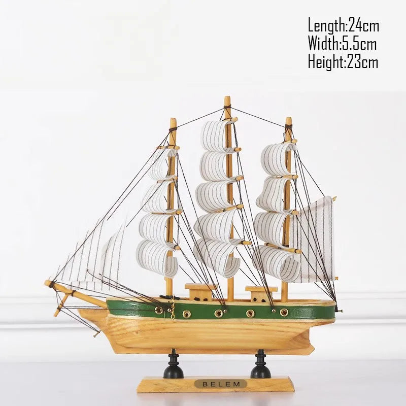 Barco Pirata Decorativo em Madeira Artesanal – Navio Náutico para Decoração de Casa e Escritório