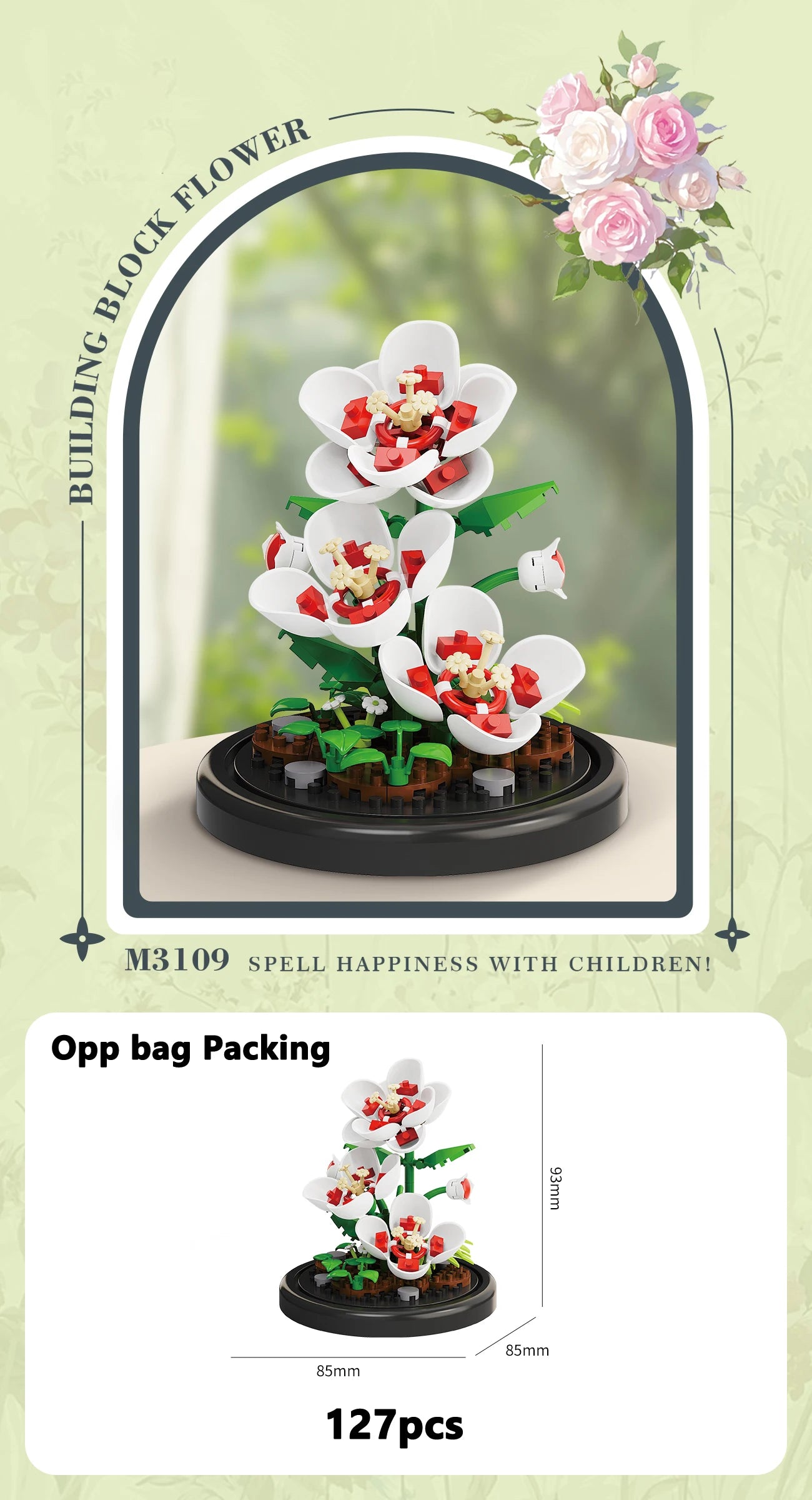 Buquê de Flores Eternas em Mini Blocos – Bonsai Decorativo em Blocos de Montar para Decoração e Presente