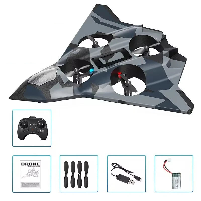 Avião RC de Combate em Espuma EPP 2.4GHz com Luzes LED – Controle Remoto para Crianças e Iniciantes