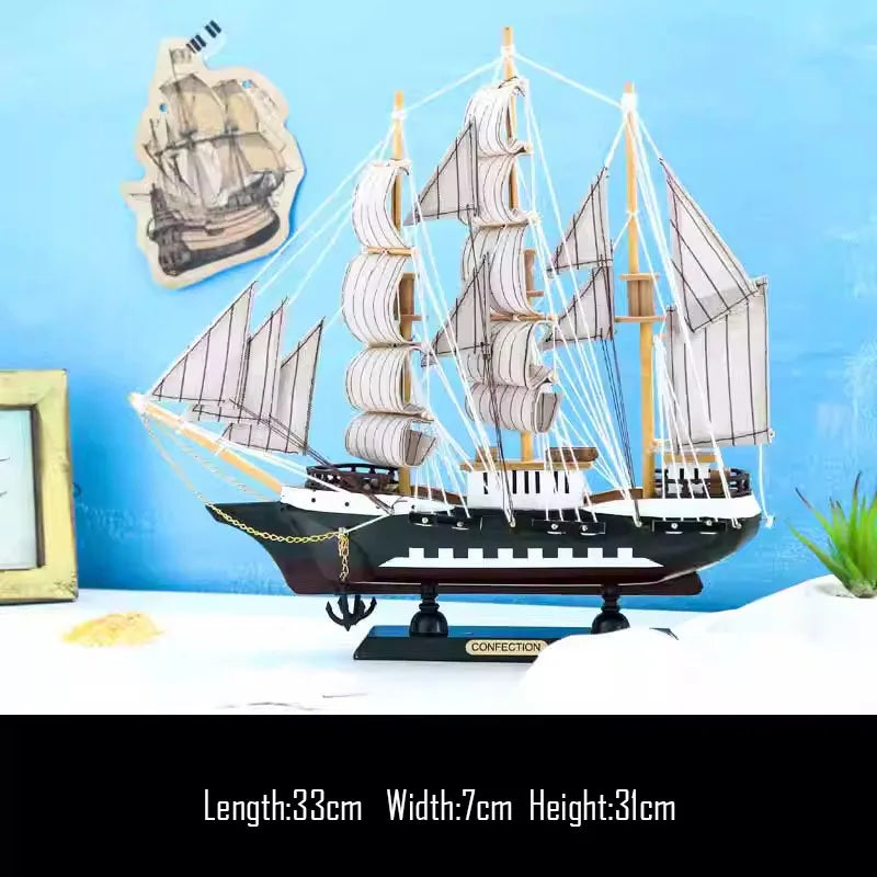 Barco Pirata Decorativo em Madeira Artesanal – Navio Náutico para Decoração de Casa e Escritório