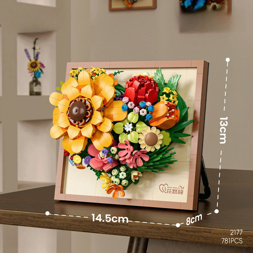 Bloques de Construcción Marco 3D con Flores – Mini Bloques Decorativos DIY para Año Nuevo y Regalos