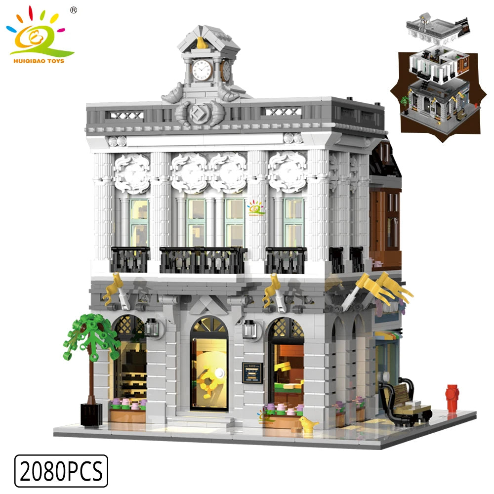 Blocos de Montar Micro Arquitetura Cafeteria Urbana HUIQIBAO – Loja de Café Estilo Cidade MOC em Mini Blocos ABS
