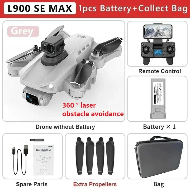 Drone L900 Pro SE MAX GPS 4K – Câmara Dupla HD, 5G WiFi e Radar de Obstáculos 360°