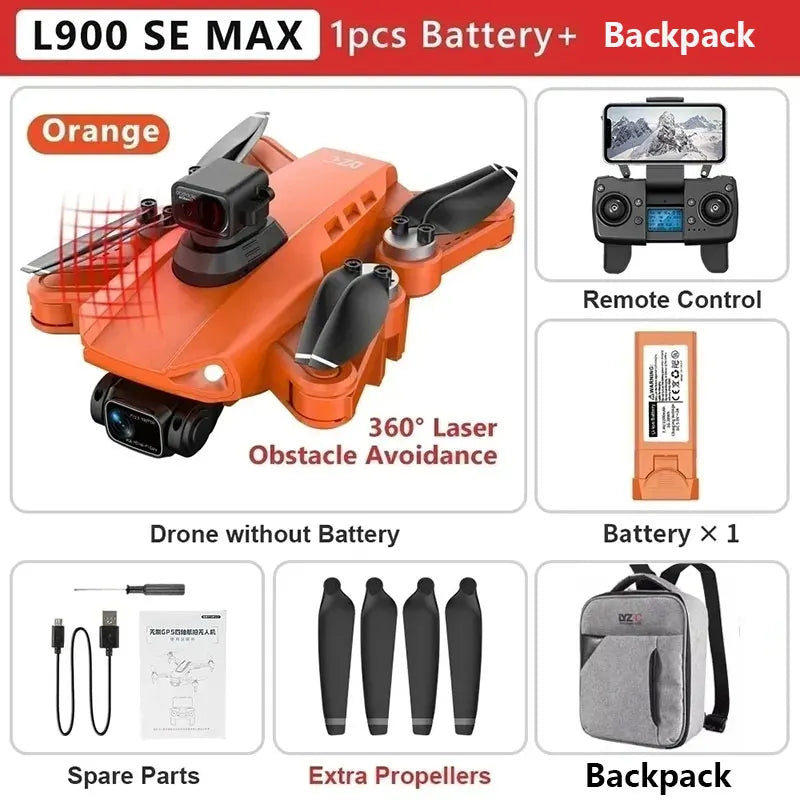Drone L900 Pro SE MAX GPS 4K – Câmara Dupla HD, 5G WiFi e Radar de Obstáculos 360°