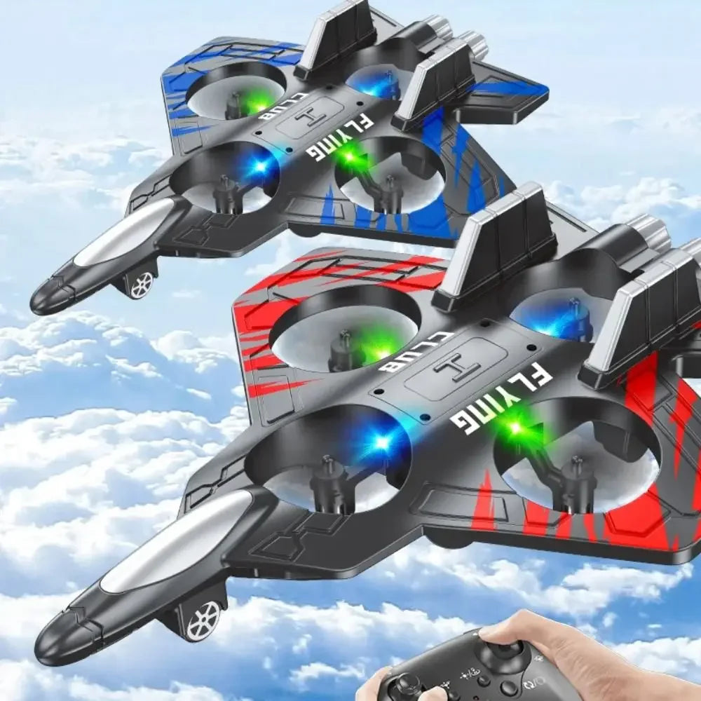 Avião RC de Combate em Espuma EPP 2.4GHz com Luzes LED – Controle Remoto para Crianças e Iniciantes