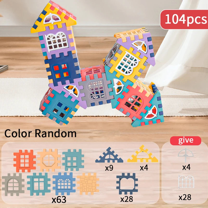 Blocos de Construção Casa em Grande Escala com Janelas – Kit Educativo para Crianças, Meninos e Meninas