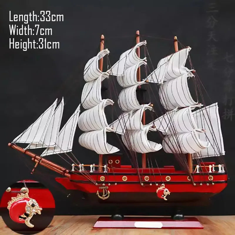 Barco Pirata Decorativo em Madeira Artesanal – Navio Náutico para Decoração de Casa e Escritório