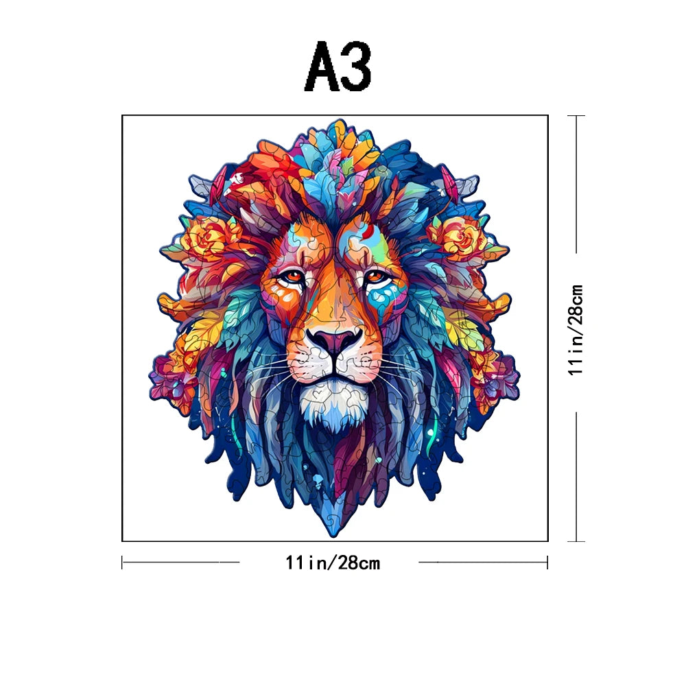 Puzzle de Madeira Leão Irregular | Quebra‑Cabeça Criativo