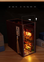 DIY Book Nook Casa de Muñecas Miniatura de Madera para Estantería – Kit Decorativo de Montaje