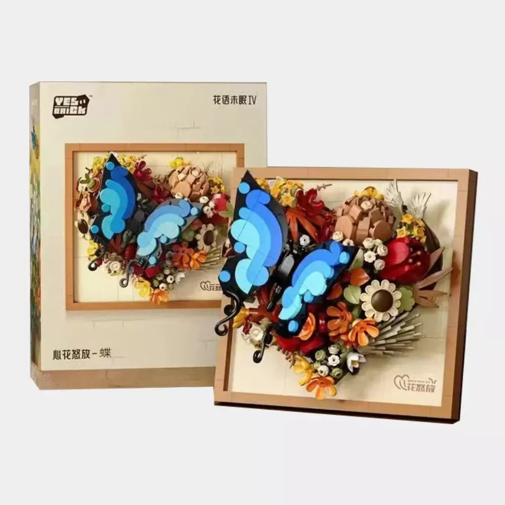 Blocos de Montar Moldura 3D com Flores – Mini Blocos Decorativos DIY para Ano Novo, Casamento e Presentes