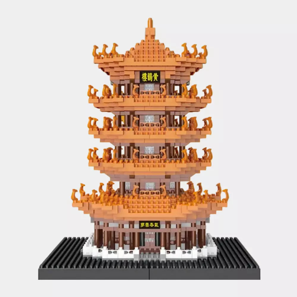 Blocos de Montar Guindaste Amarelo – Torre de Construção Educativa em Mini Blocos para Crianças