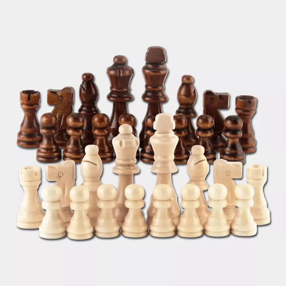 Peças de Xadrez em Madeira Estilo Staunton – Conjunto com 32 Peças Padrão Torneio | Rei 8cm | Apenas Peças
