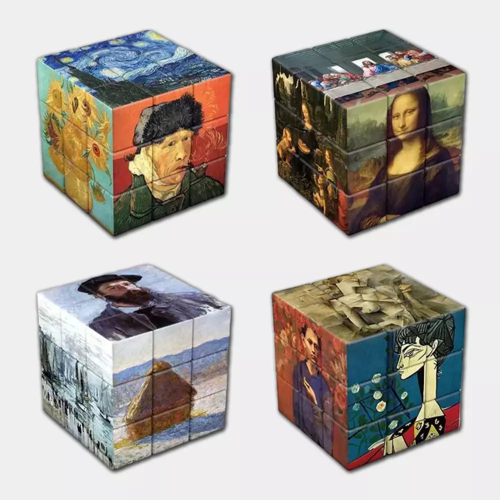 Cubo Mágico 3x3x3 Gogh Lisa com Estampa Japonesa Hokusai – Quebra-Cabeça Educativo Magnético