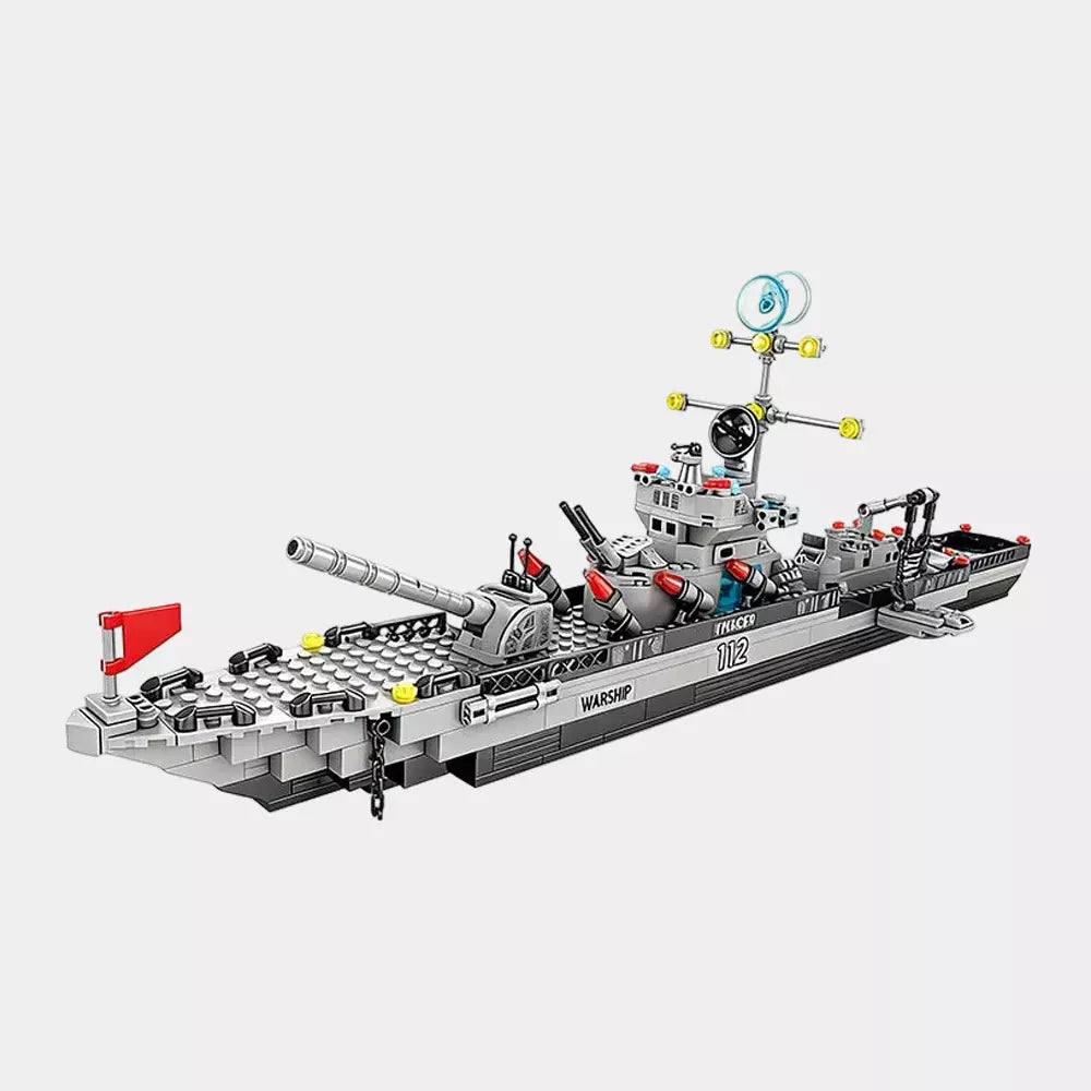 Navio de Guerra Militar em Blocos de Construção – 1560 Peças | Modelo 6 em 1 Educativo